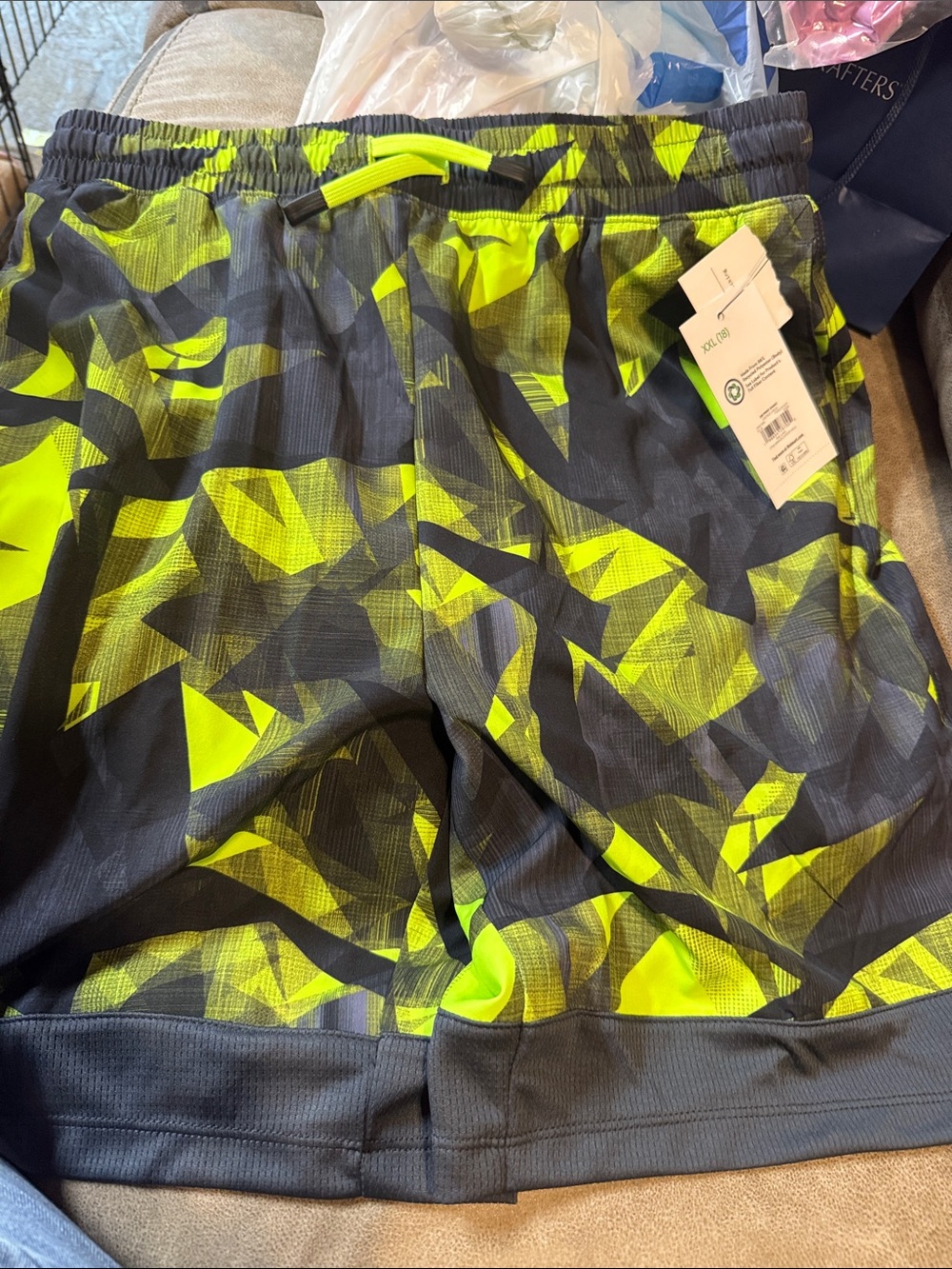 Boys Neon Yellow & Charcoal Swim Shorts